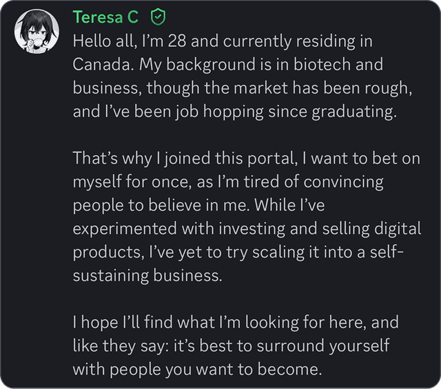 Community testimonial